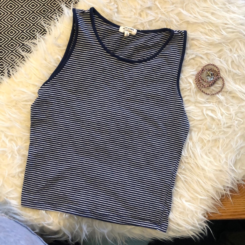Navy striped top - sleeveless